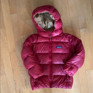 Patagonia Unisex Red Hi-Loft Down Sweater Hoodie - Toddlers’ 5T